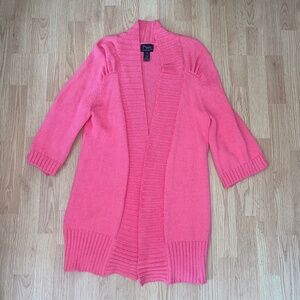 Pure Handknit Bubble Gum Pink Midi Cardigan Size Small-Medium